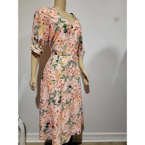 LOFT Sugar Peach Leafed Dobby Size 14 Women's Shirtdress NWT (SASH MISSING) #CC - Picture 9 of 12